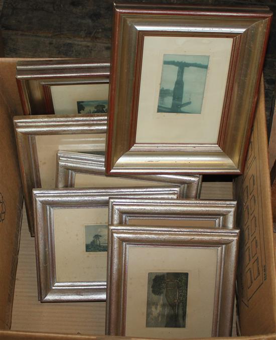 Seven silvered framed etchings and aquatints